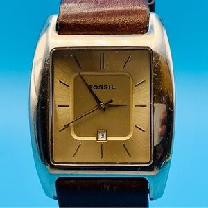 FOSSIL ARKITEKT FS-3041 Men’s Wristwatch All Stainless Steel Leather Strap Works